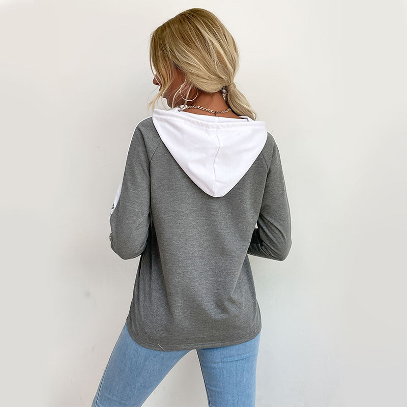 Damen Kapuzenpullover mit Spitzenbesatz und V‑Einsatz Drune