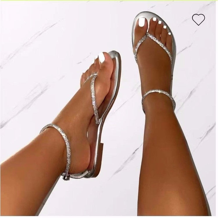 Damen Glamouröse Zehentrenner-Sandalen mit funkelnden Strass-Elementen Drune