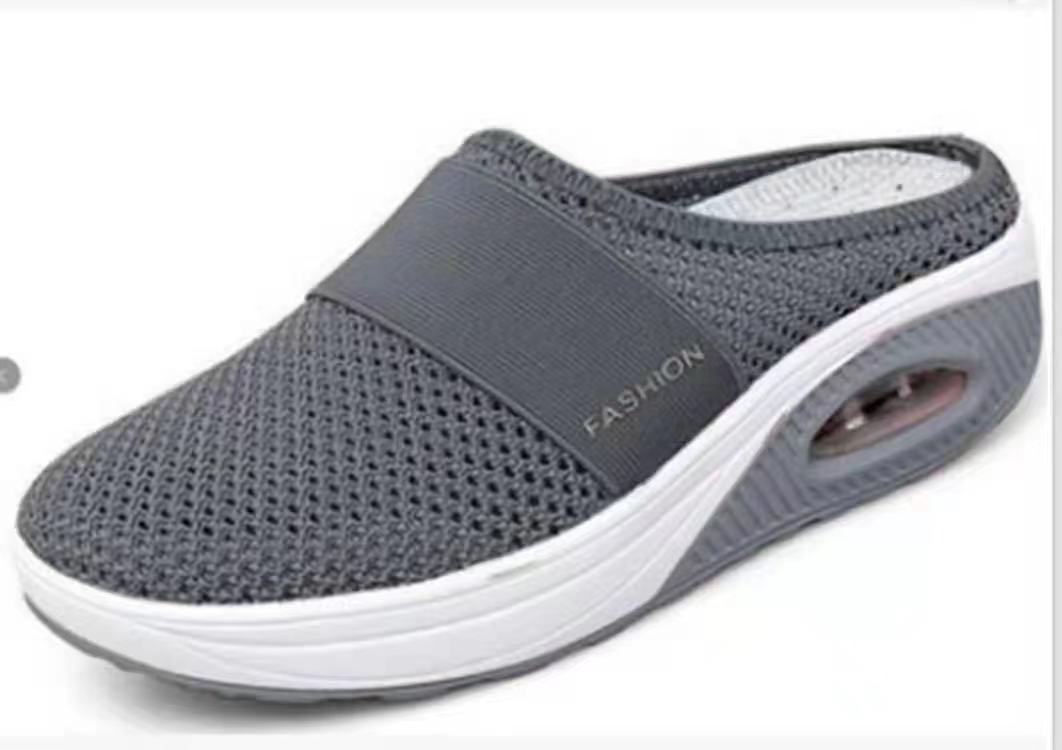 Damen Komfort-Sport-Pantolette mit luftgepolsterter Plateau-Sohle und atmungsaktivem Mesh Drune