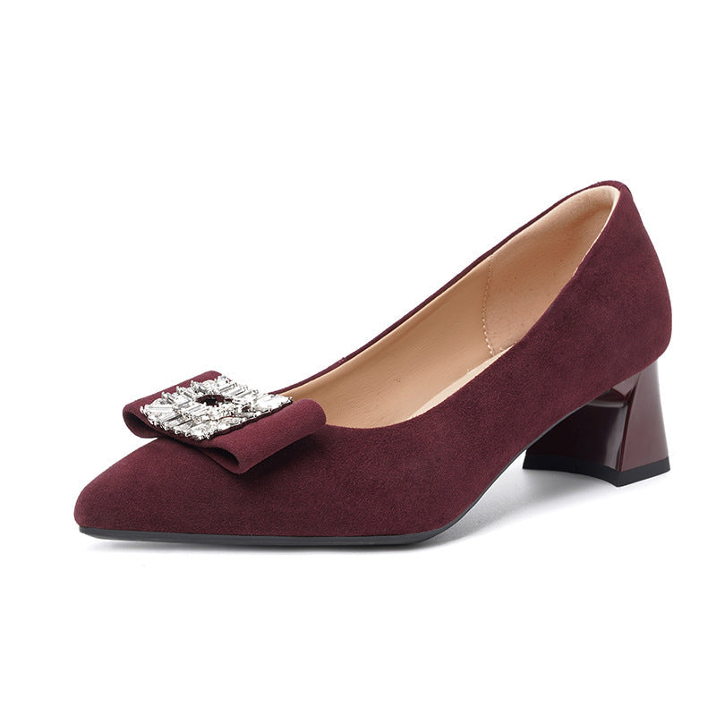 Damen elegante Pumps mit luxuriösem Schmuckdetail und komfortablem Blockabsatz Drune