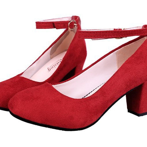 Damen nan Samtige Komfort-Pumps mit gepolstertem Fußbett und verstellbarem Knöchelriemen Drune