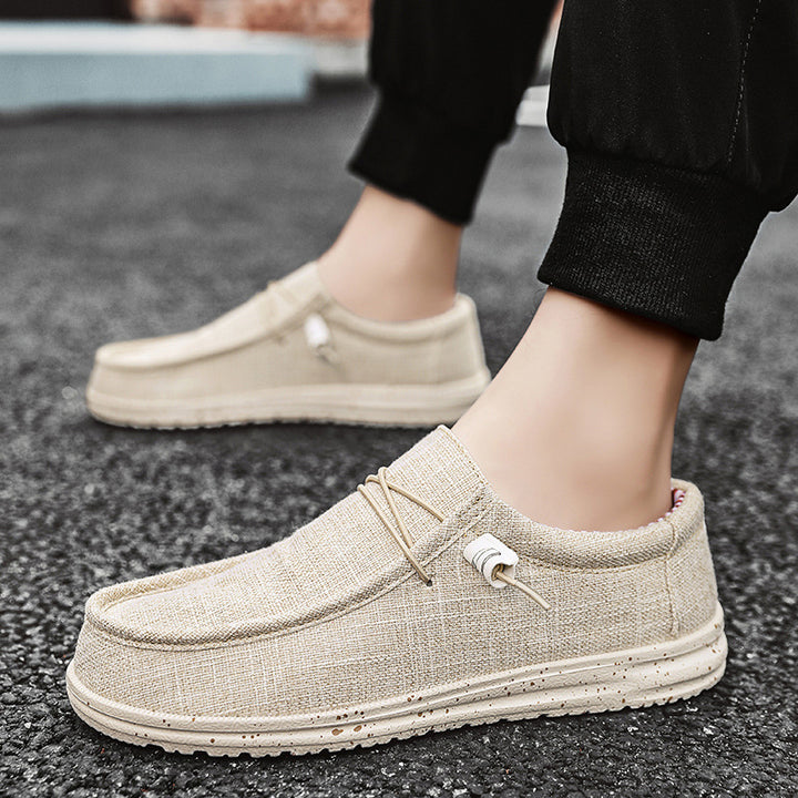 Unisex nan melierter Strick-Mokassin-Slipper mit elastischem Kordelzug und gedämpfter EVA-Laufsohle Drune
