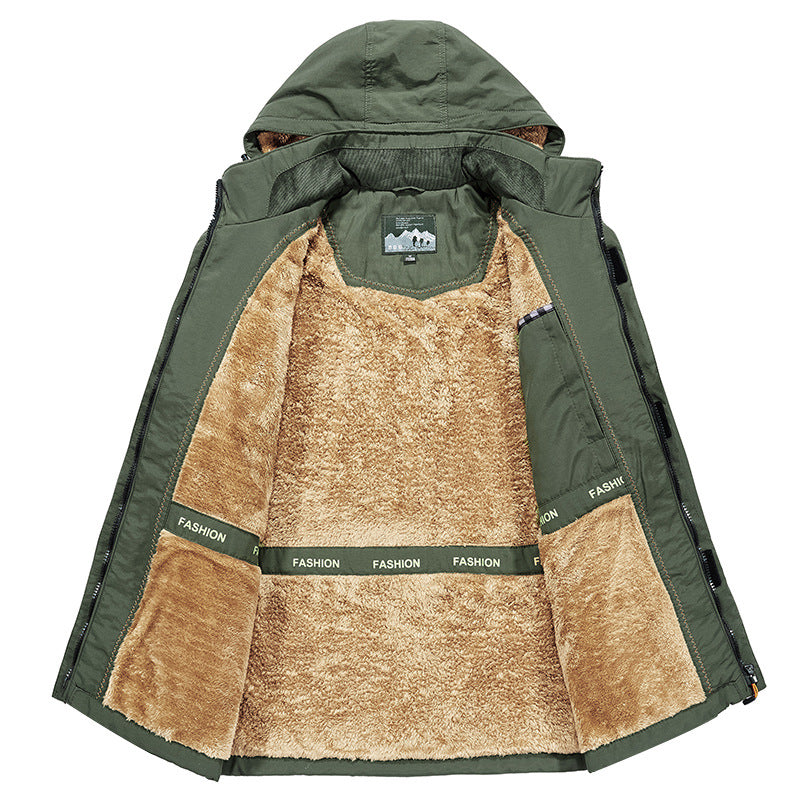 Herren Warme Gefütterte Winterjacke mit Kapuze und Teddyfutter Drune