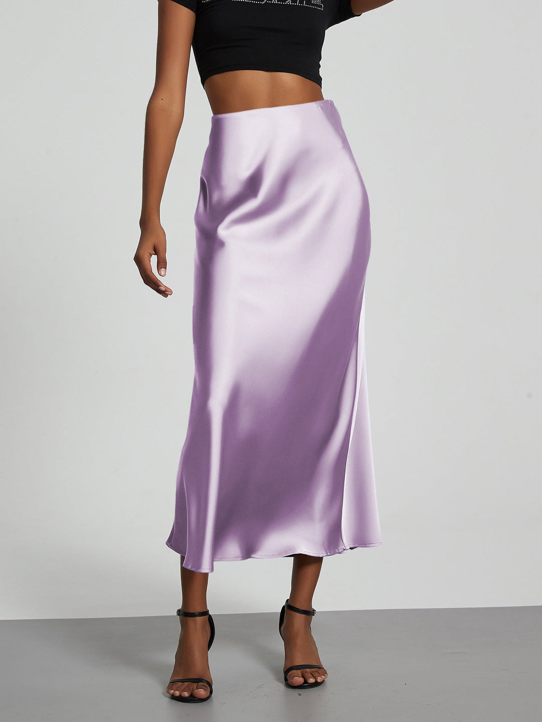 Damen Elegante und fließende Satin Maxiröcke Drune