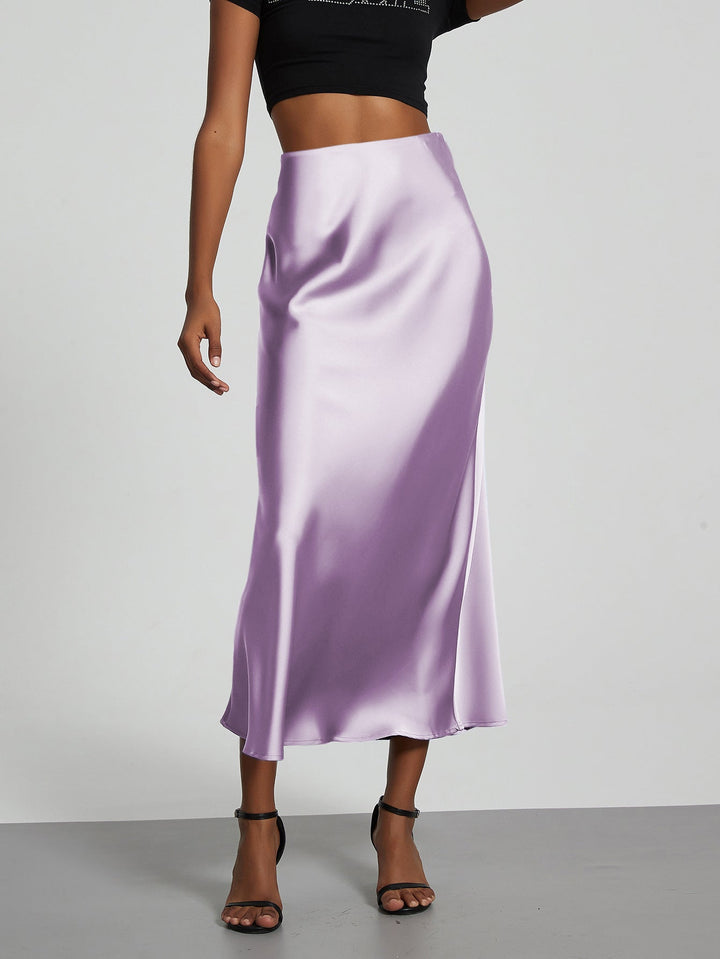 Damen Elegante und fließende Satin Maxiröcke Drune