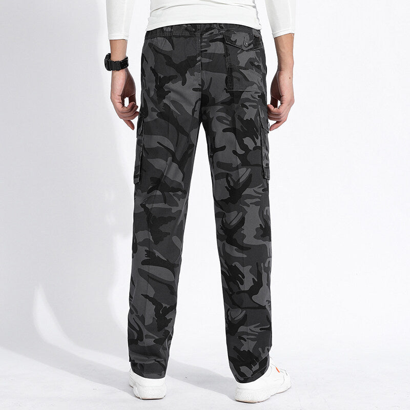 Herren Camouflage Cargohose im Army‑Stil mit geradem Schnitt, Mehrfach‑Taschen & robusten Nähten Drune