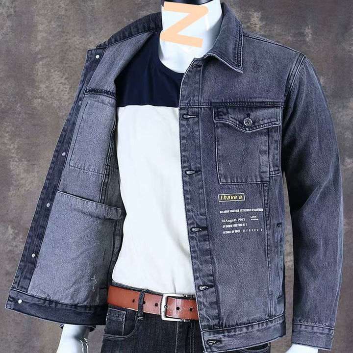 Herren Modische Denimjacke mit zwei Brusttaschen Drune