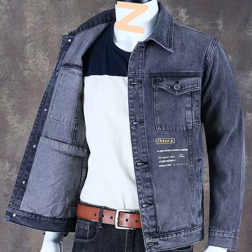 Herren Modische Denimjacke mit zwei Brusttaschen Drune