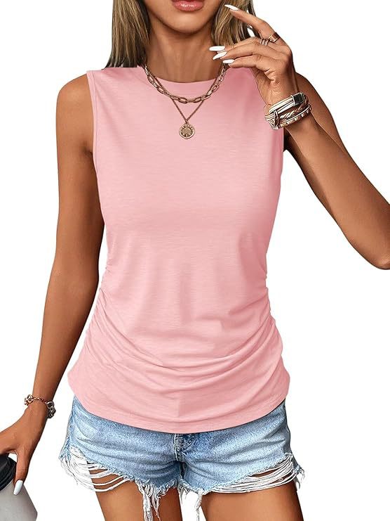 Damen ärmelloses Shirt mit modischem Raffungseffekt und hochwertigem Stoff Drune