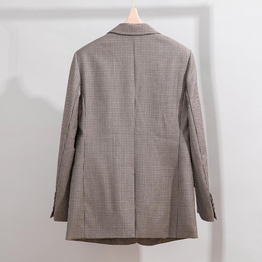 Damen Oversized Hahnentritt-Blazer mit Reverskragen und legerer Silhouette Drune