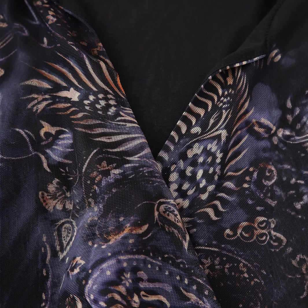Damen nan drapiertes Wickelchiffon-Blusentop mit Hemdkragen und langen Bindeschleifen Drune