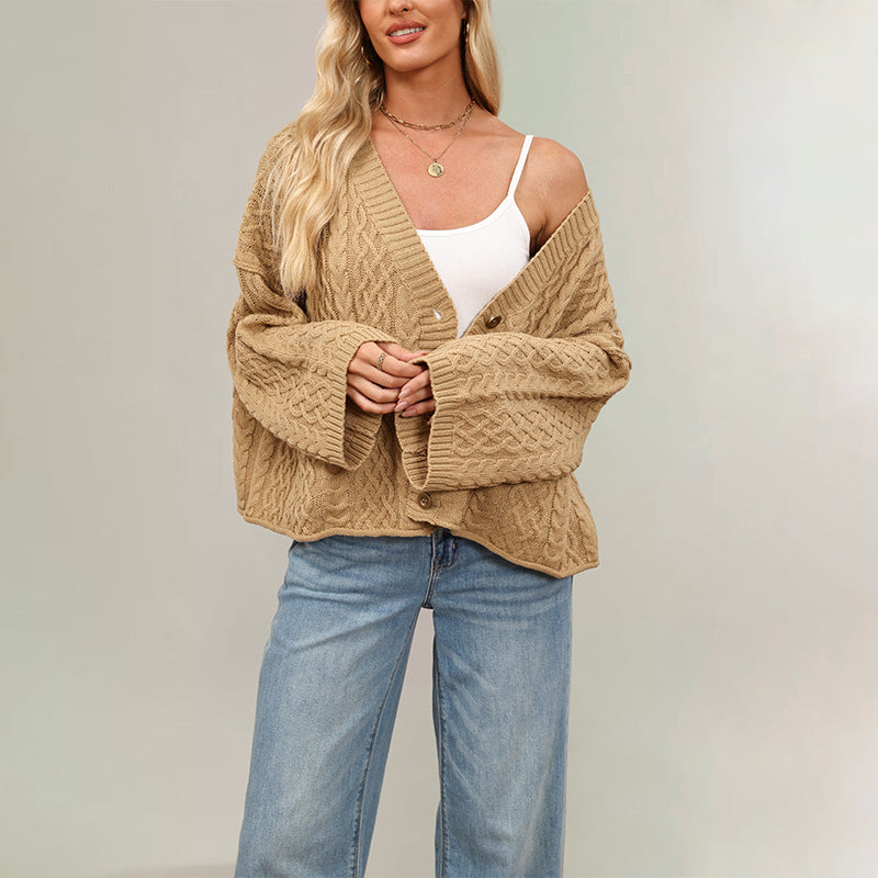 Damen Strickjacke mit Kabelmuster und Taschen Drune