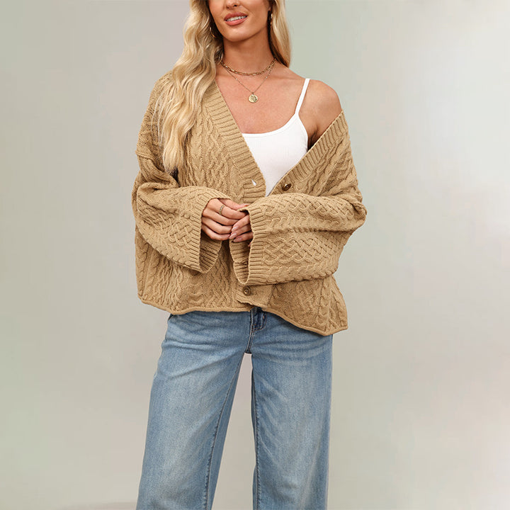 Damen Strickjacke mit Kabelmuster und Taschen Drune