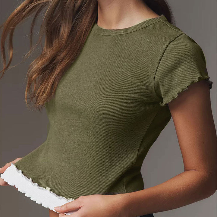 Damen Crop-Top mit Rüschendetails Drune