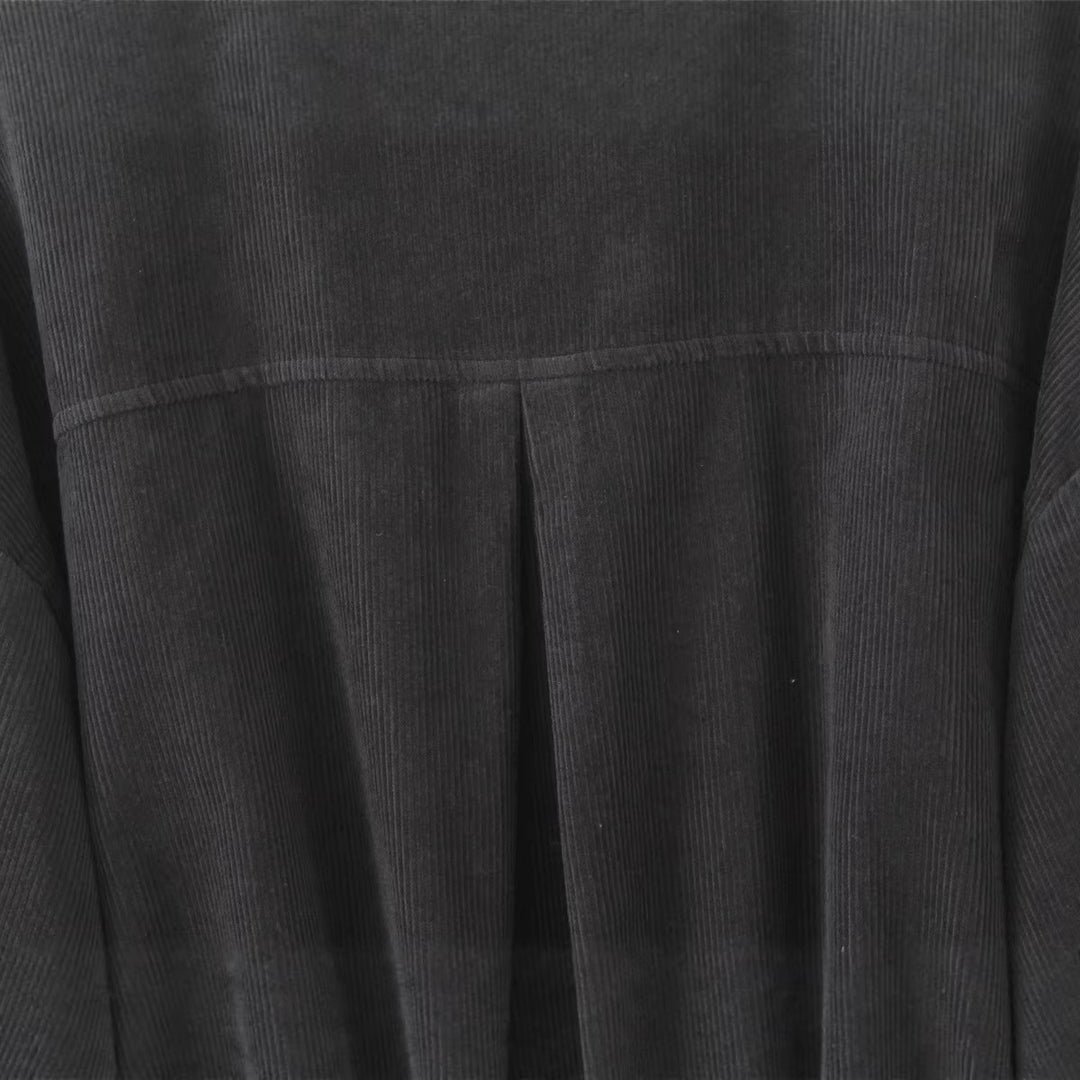 Damen Kurz geschnittene Kordjacke im Boxy‑Silhouette mit Frontreißverschluss und Stehkragen Drune