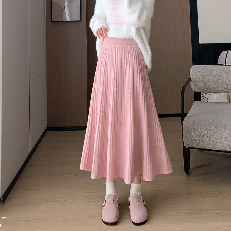 Damen Eleganter Plissee-Midirock mit hohem Bund Drune