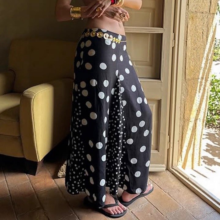 Damen Maxirock mit kontrastierendem Polka Dots Design und weitem Schnitt Drune