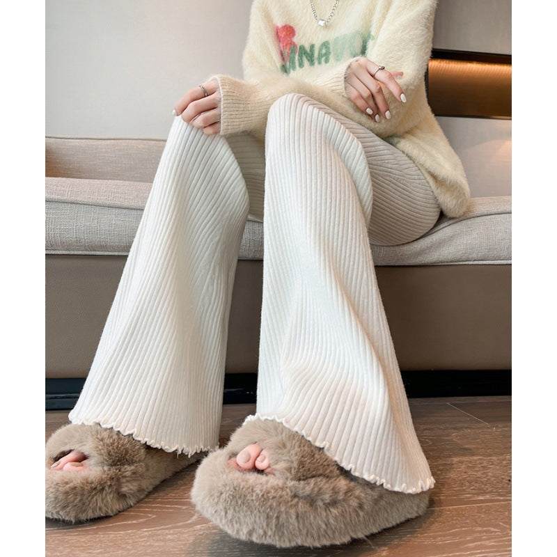 Damen Komfortable, weit geschnittene Strickhose mit elastischem Bund Drune