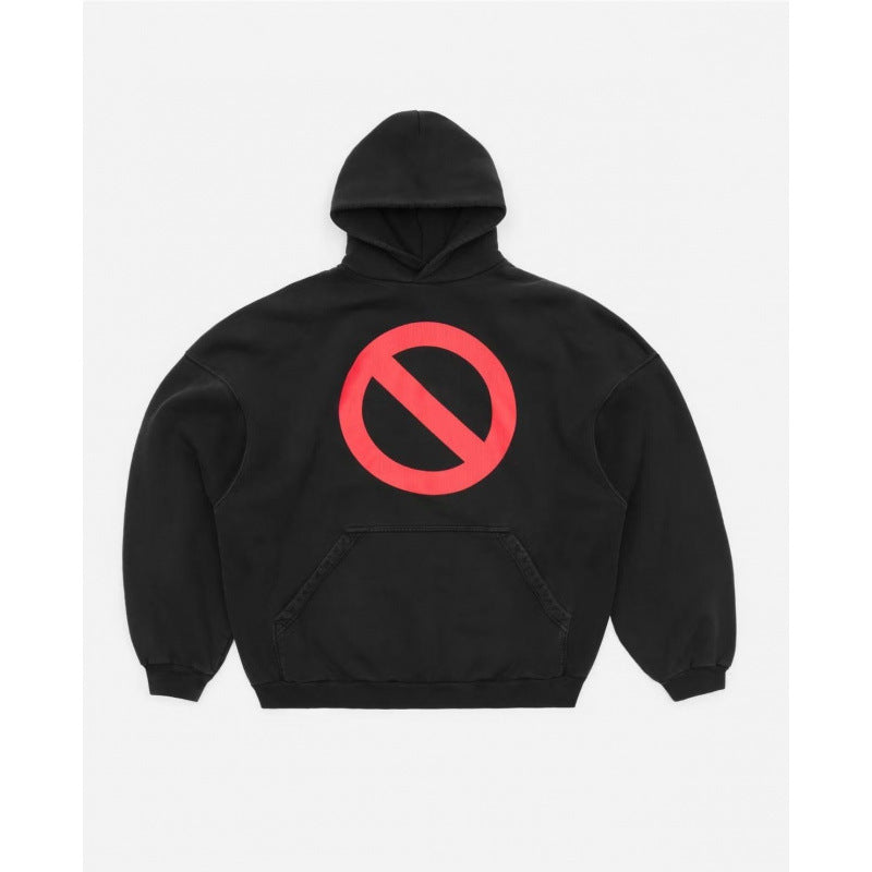 Unisex nan Kapuzensweatshirt mit Used-Frontdruck und Kängurutasche Drune