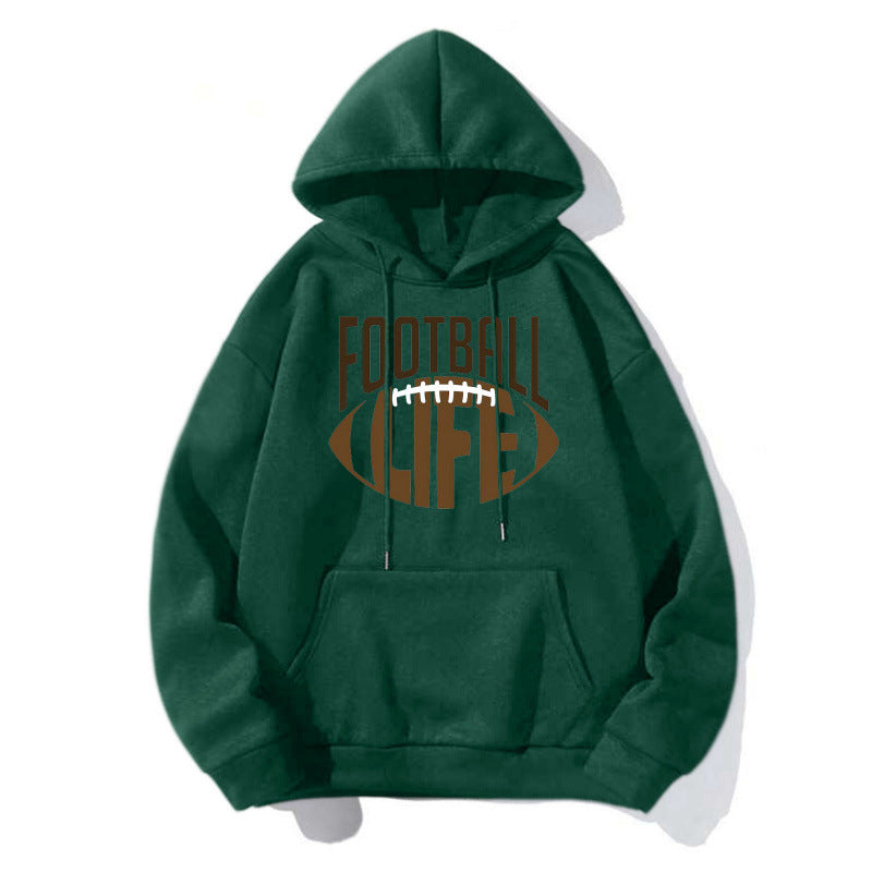 Damen Sportlicher Kapuzenpullover mit Football-Motiv Drune