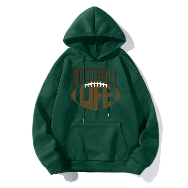 Damen Sportlicher Kapuzenpullover mit Football-Motiv Drune
