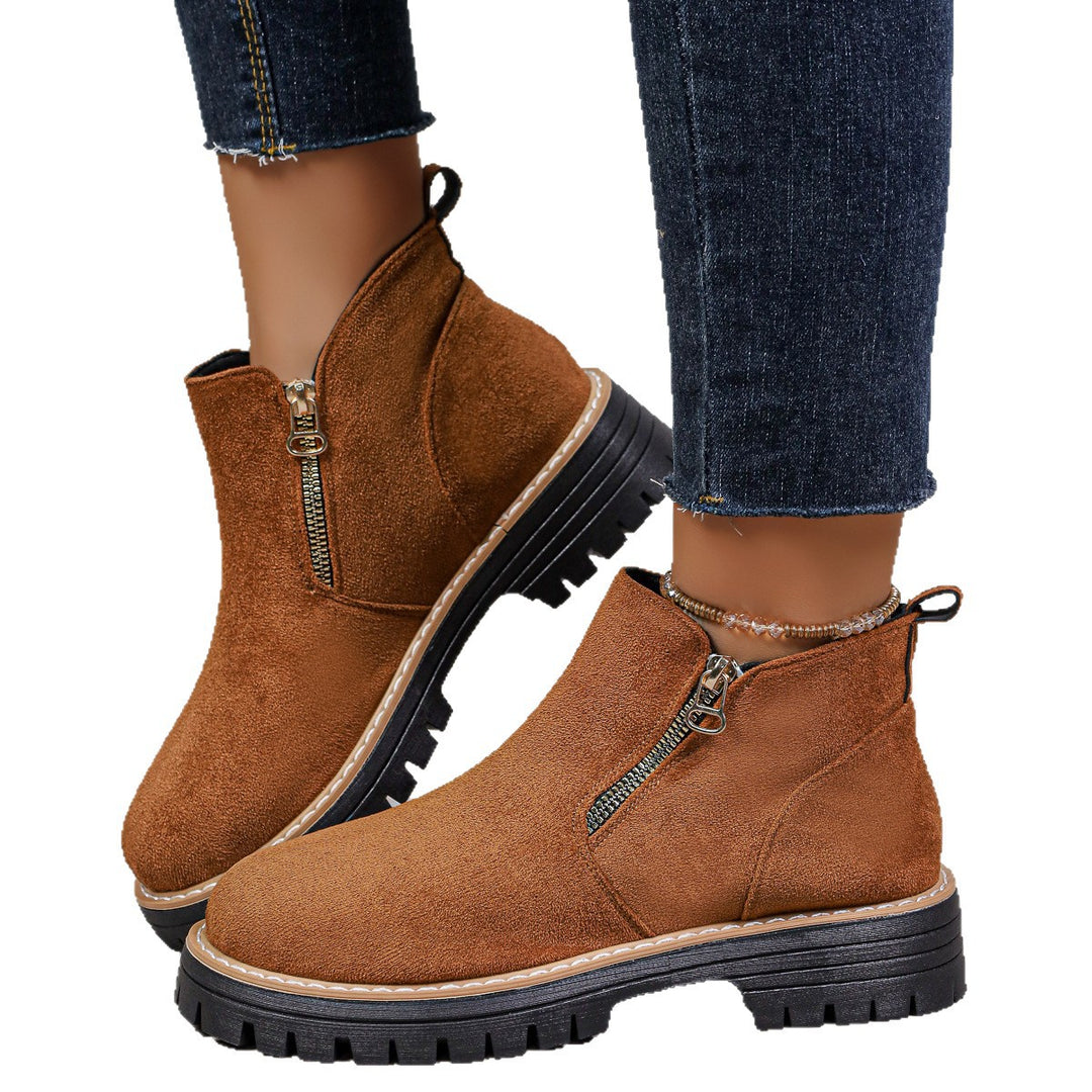 Damen Stylische Ankle Boots mit Reißverschluss Drune