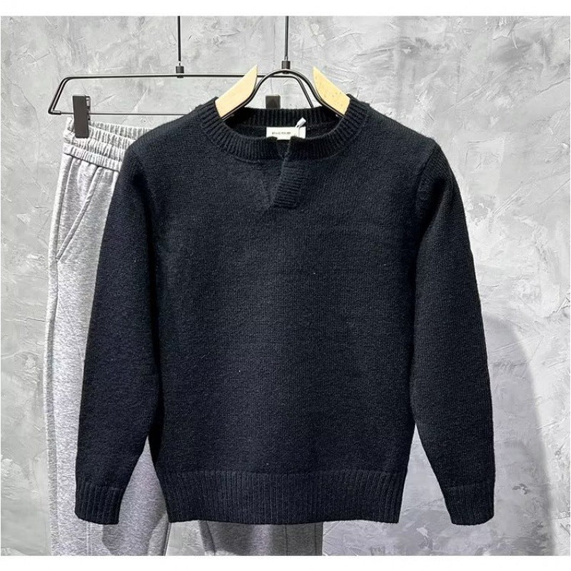 Damen Gemütlicher Strickpullover mit Kragen Drune