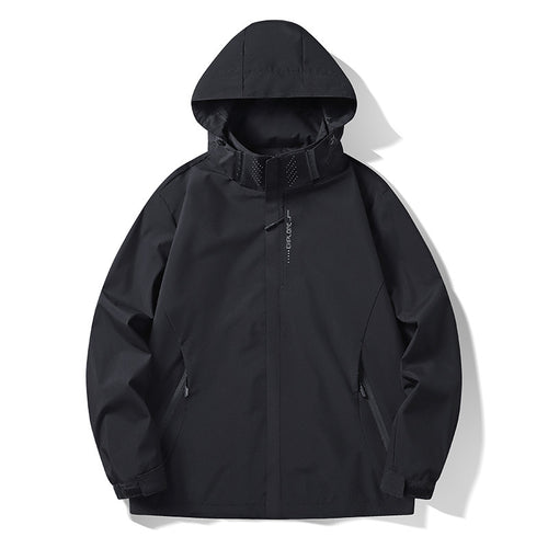 Herren Wasser- und winddichte technische Kapuzen-Outdoorjacke mit verschweißten Nähten und atmungsaktivem Futter Drune