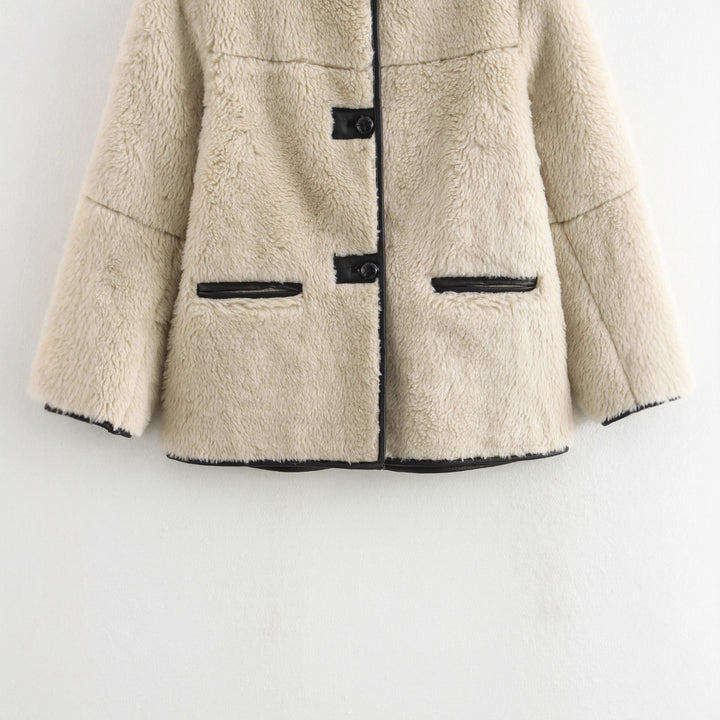 Damen Kuscheljacke mit hochwertigem Kunstfell und praktischen Taschen Drune