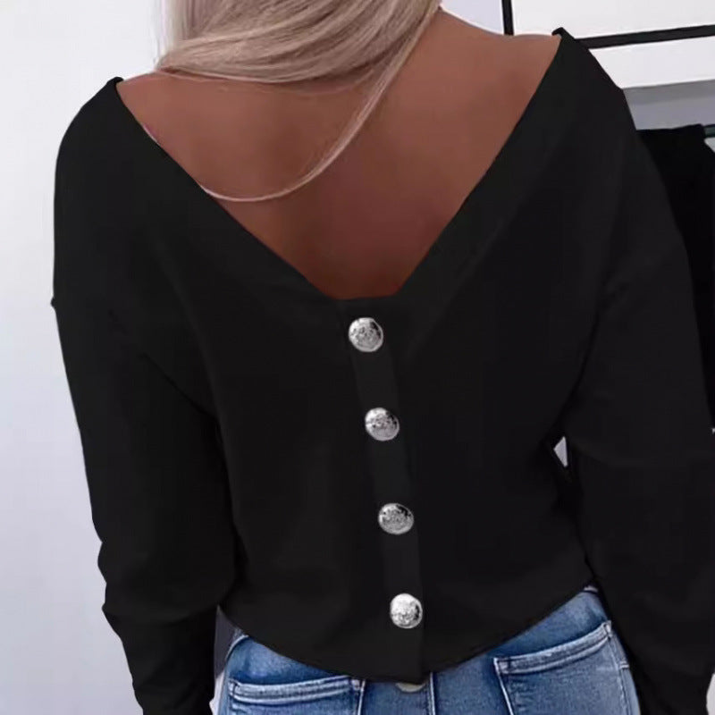 Damen Off-Shoulder Freizeit Pullover Top Drune