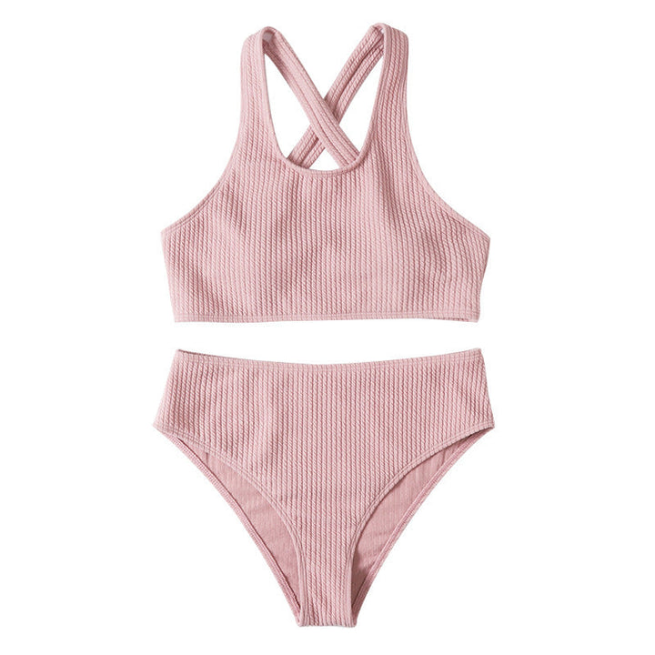 Damen Sportliches Bikini-Set mit hoch geschnittenem Slip und modischem Rückenträger Drune