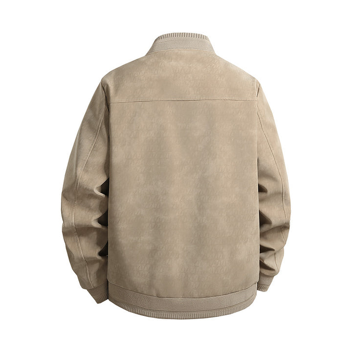 Herren Veloursoptik-Bomberjacke im minimalistischen Look mit Zweiwege-Reißverschluss, Rippkragen und verdeckten Druckknöpfen Drune