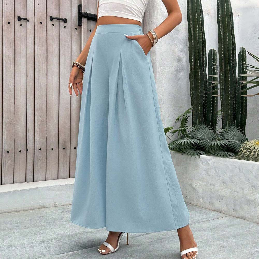 Damen weite Palazzo-Hose mit eleganten Falten und praktischem Taschen-Design Drune