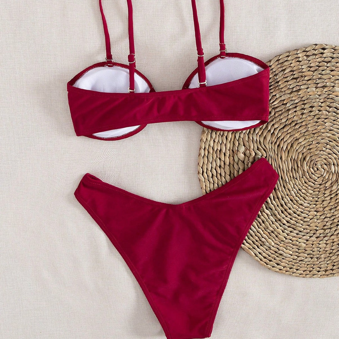 Damen Bandeau-Bikini mit modischem Schnitt und verstellbaren Trägern Drune