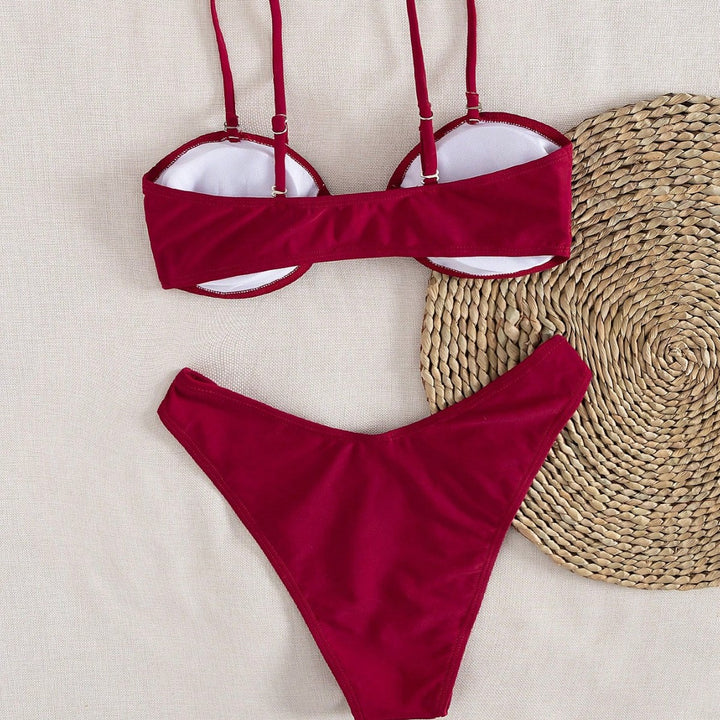 Damen Bandeau-Bikini mit modischem Schnitt und verstellbaren Trägern Drune