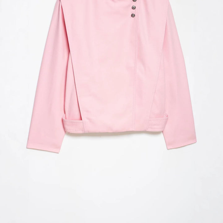 Damen 20+ taillierte Cropped Blousonjacke mit Stehkragen und asymmetrischer Druckknopfleiste Drune