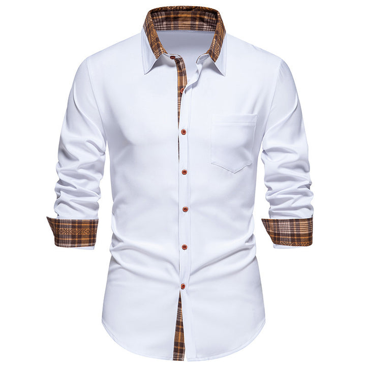 Herren Elegantes Langarmhemd mit Kontrastdetails Drune
