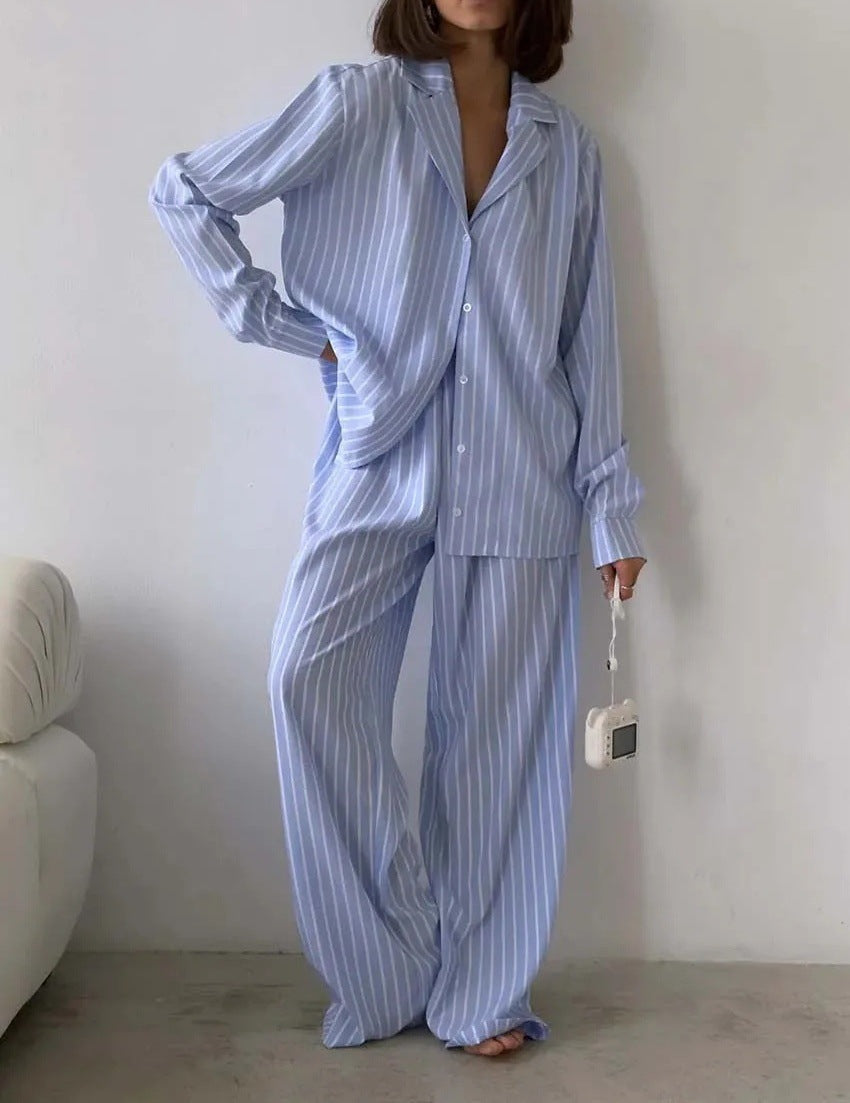 Damen Luxuriös Gestreiftes Pyjama-Set Drune