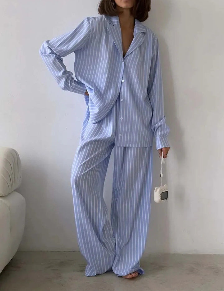 Damen Luxuriös Gestreiftes Pyjama-Set Drune