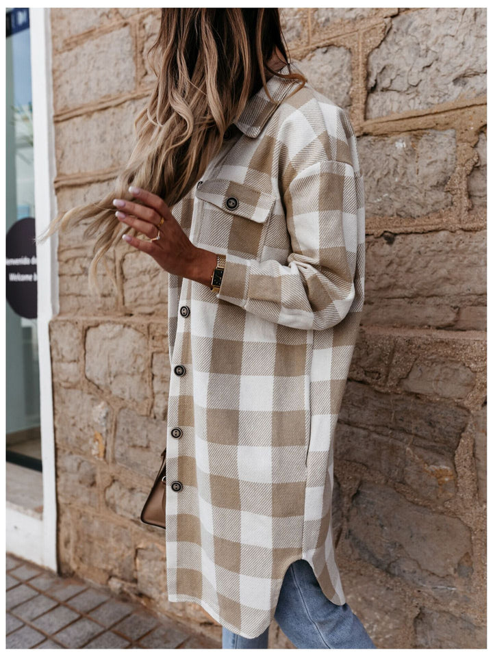 Damen Oversized Karohemdenjacke Drune