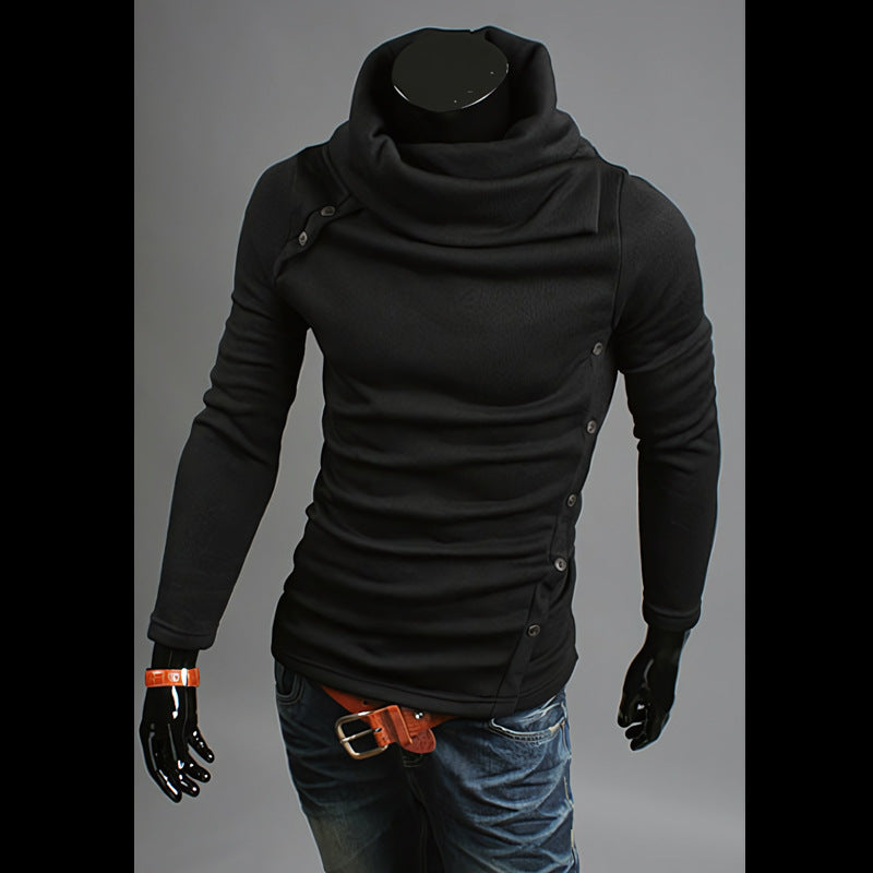Herren nan Strickpullover mit großem Schalkragen, asymmetrischer Knopfleiste und schmaler Silhouette Drune