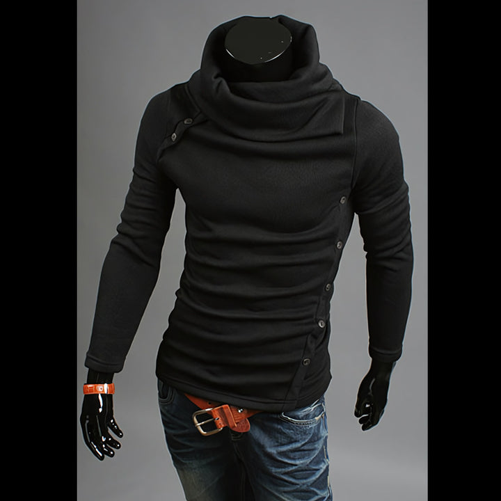 Herren nan Strickpullover mit großem Schalkragen, asymmetrischer Knopfleiste und schmaler Silhouette Drune