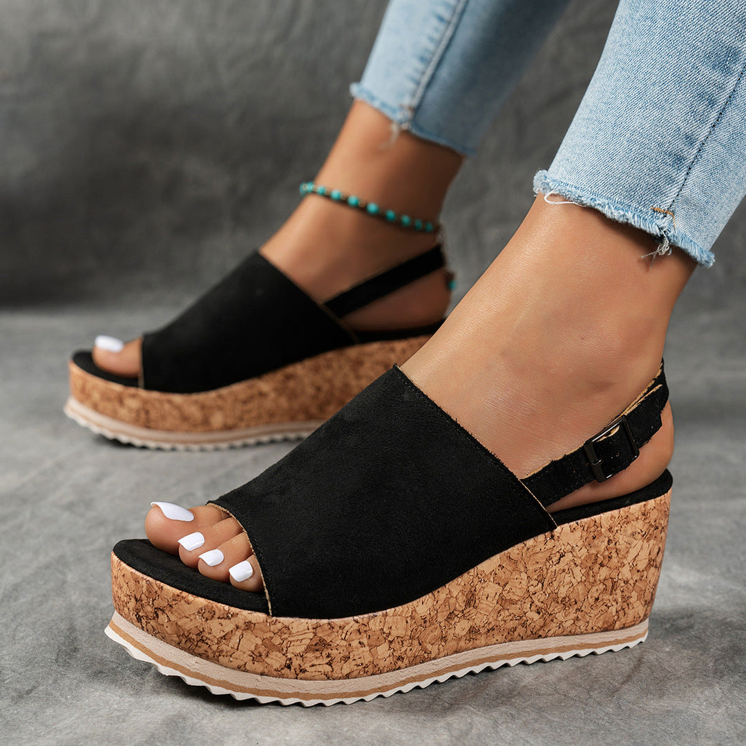 Damen Keilabsatz-Sandalen mit verstellbarem Riemen und komfortablem Fußbett Drune