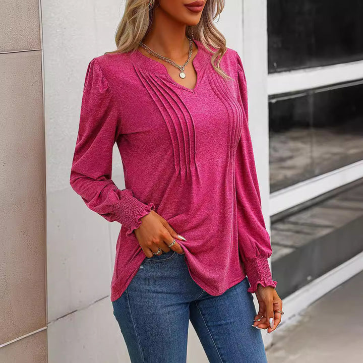 Damen Langarmshirt mit eleganter Rüsche Drune