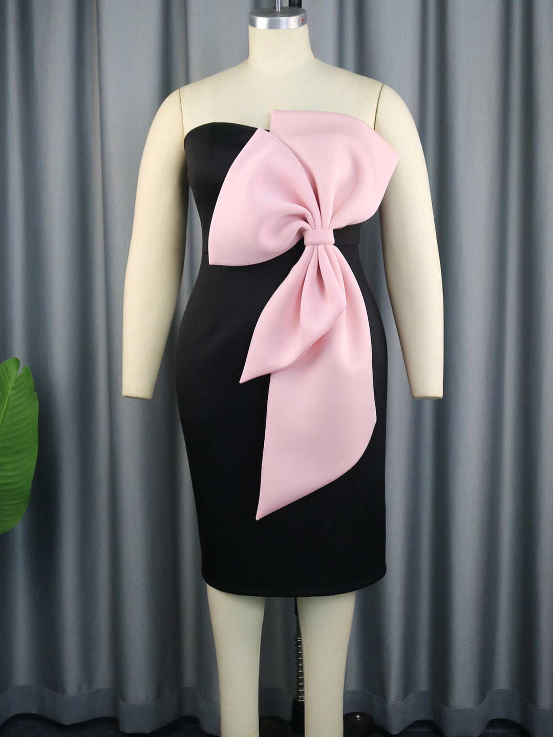 Damen Elegantes Wickelkleid mit übergroßer Schleifenapplikation Drune