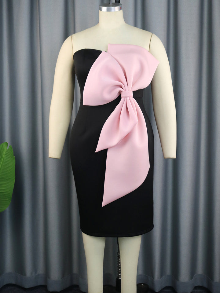 Damen Elegantes Wickelkleid mit übergroßer Schleifenapplikation Drune