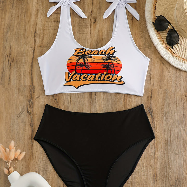 Damen Crop-Top-Bikini-Set mit verspielten Schleifen Drune
