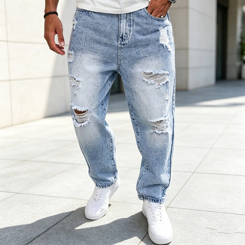Herren Zerrissene Baggy-Jeans Drune
