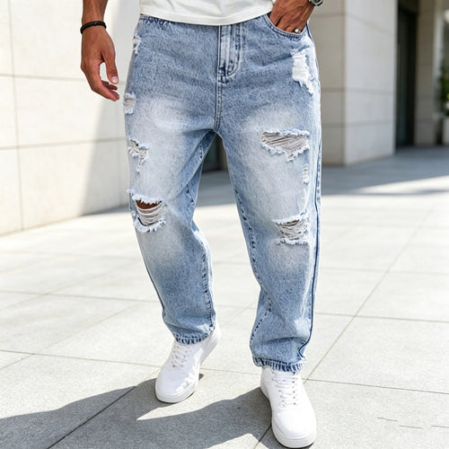 Herren Zerrissene Baggy-Jeans Drune