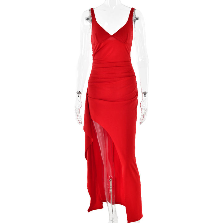 Damen Elegantes Maxikleid mit asymmetrischem Saum und figurbetonter Passform Drune